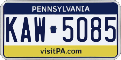 PA license plate KAW5085