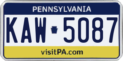 PA license plate KAW5087