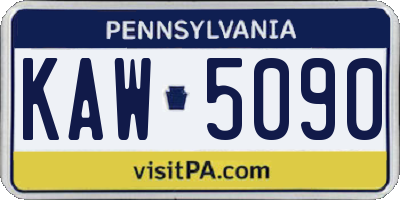 PA license plate KAW5090