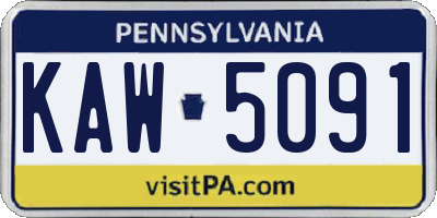 PA license plate KAW5091