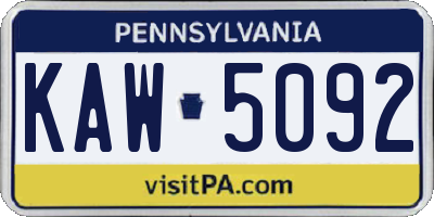 PA license plate KAW5092