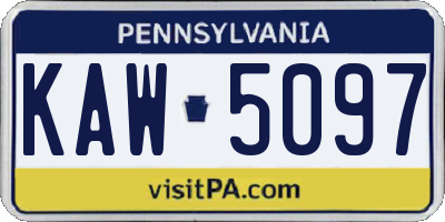 PA license plate KAW5097