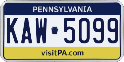 PA license plate KAW5099