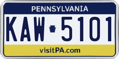PA license plate KAW5101