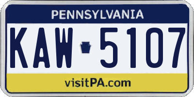 PA license plate KAW5107