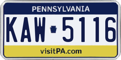 PA license plate KAW5116