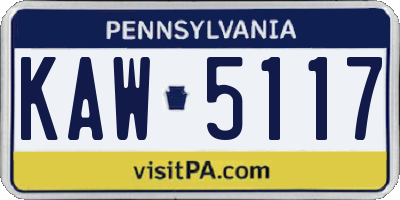 PA license plate KAW5117