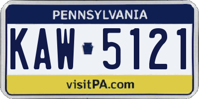PA license plate KAW5121