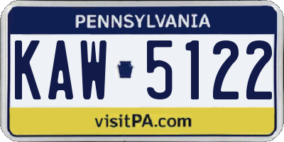 PA license plate KAW5122