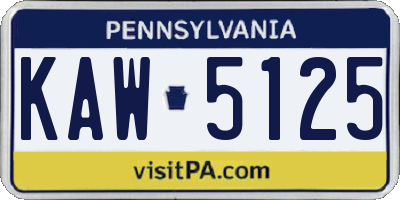 PA license plate KAW5125