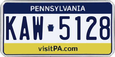 PA license plate KAW5128