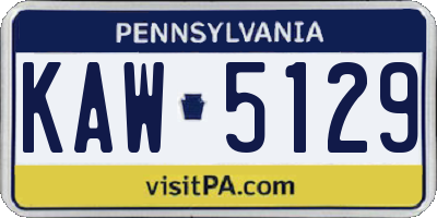 PA license plate KAW5129