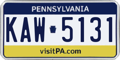 PA license plate KAW5131