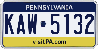 PA license plate KAW5132