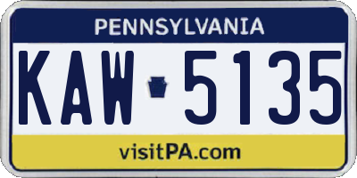 PA license plate KAW5135