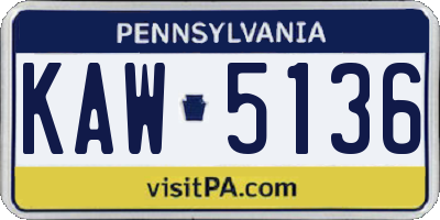 PA license plate KAW5136