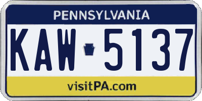 PA license plate KAW5137