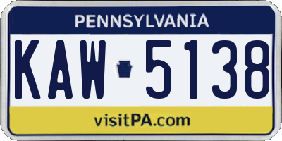 PA license plate KAW5138
