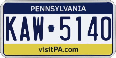 PA license plate KAW5140