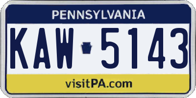 PA license plate KAW5143