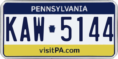 PA license plate KAW5144