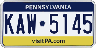 PA license plate KAW5145