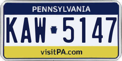 PA license plate KAW5147
