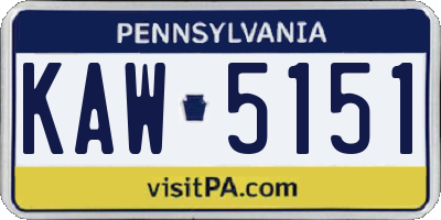 PA license plate KAW5151