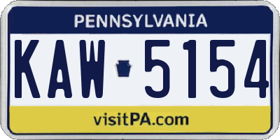 PA license plate KAW5154