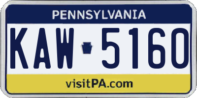 PA license plate KAW5160
