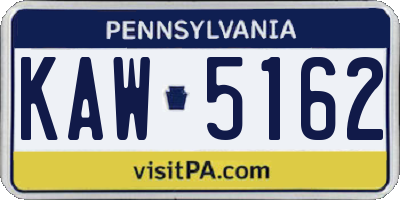 PA license plate KAW5162