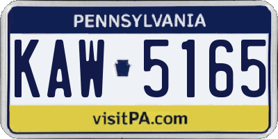 PA license plate KAW5165