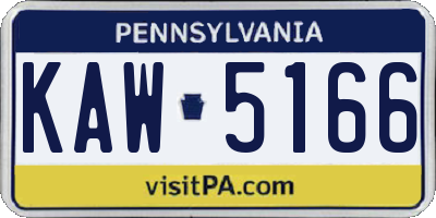 PA license plate KAW5166