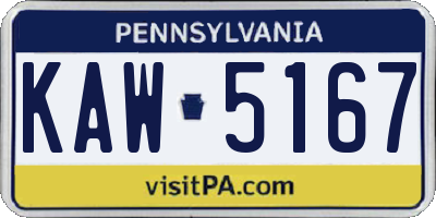 PA license plate KAW5167