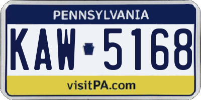 PA license plate KAW5168