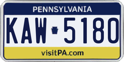 PA license plate KAW5180