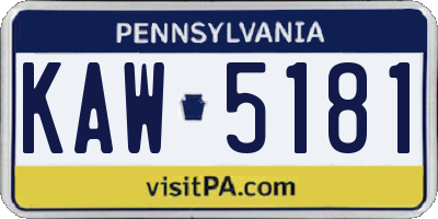 PA license plate KAW5181