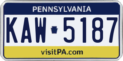 PA license plate KAW5187