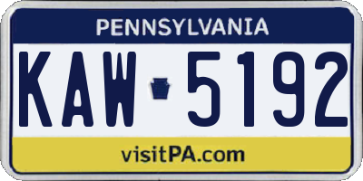 PA license plate KAW5192