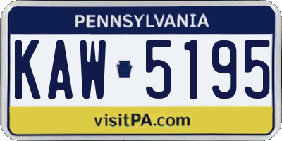PA license plate KAW5195