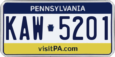 PA license plate KAW5201