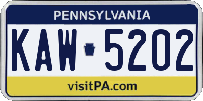 PA license plate KAW5202