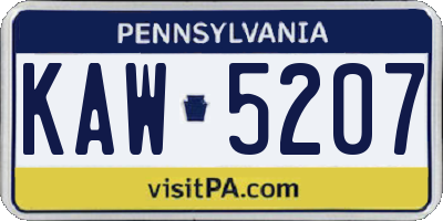 PA license plate KAW5207