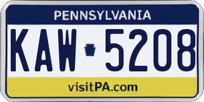 PA license plate KAW5208