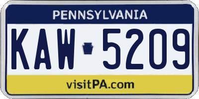PA license plate KAW5209