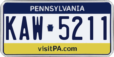 PA license plate KAW5211