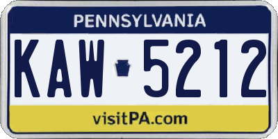 PA license plate KAW5212