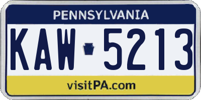 PA license plate KAW5213