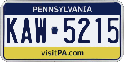 PA license plate KAW5215