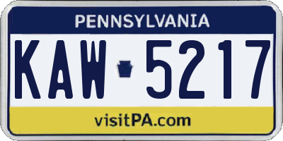 PA license plate KAW5217